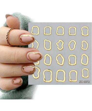 5D Gold Embossed Nail Art Stickers | Crystal Soft Glue Irregular Geometric Frames | Self-Adhesive Nail Decals & Acrylic Nail Accessories - International Shipping - Buy Online on GoSupps.com
