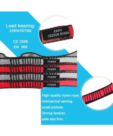FOSER 2pcs Daisy Chains Yoga Hammock Extension Straps - Adjustable 23KN Nylon Climbing Sling for Fitness, Pilates, and Exercise - Gray - Buy Online on GoSupps.com
