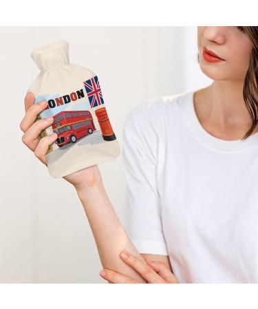 London Hot Water Bottle with Plush Cover - Hand Warmer for Adults & Children | 26.5x15.3cm - Ideal for Comfort & Warmth - Buy Online on GoSupps.com