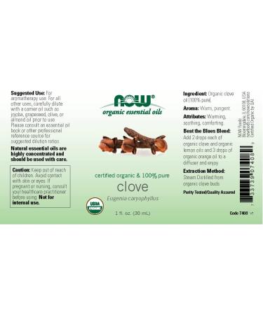 Now Foods Organic Clove Essential Oil 1 oz - 100% Pure & Natural - Buy Online on GoSupps.com