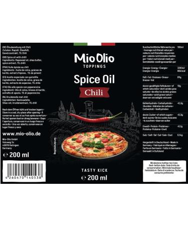  Mioolio MIOOLIO 1 x 200 ml chili oil for marinating refining and seasoning every dish with an intense aroma and a burst of flavor - Buy Online on GoSupps.com