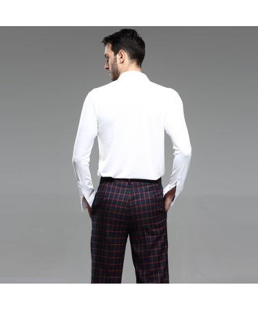 Men's Professional Solid White Dance Shirt | Long Sleeve Slim Fit Ballroom Square Dance Top - Buy Online on GoSupps.com