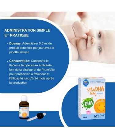  Omegor VitaDHA Baby Drops Omega 3 Children and Infants 0-2 Years (30 ml) Algae Oil with 100mg DHA and 400 IU Vitamin D3 Per Dose - Omega 3 Liquid Milk & Cream Flavour - Buy Online on GoSupps.com