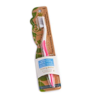 EcoFam Compostable Silver Infused Soft Bristle Toothbrushes (4 Pack) - Eco-Friendly Adult Manual Toothbrushes - Buy Online on GoSupps.com