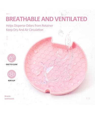 Gaboolo Retainer Case Slim Aligner Case with Vent Holes Removable Inner Tray Silicone for Easy Cleaning (White Pink) - Buy Online on GoSupps.com
