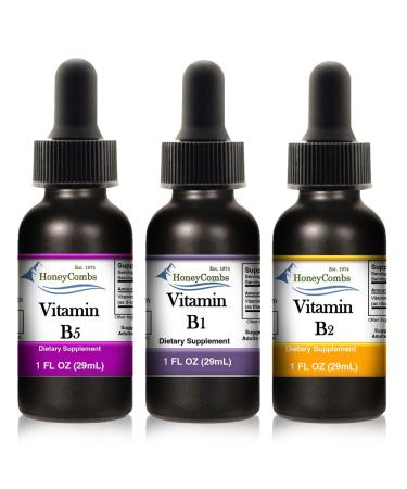 HoneyCombs Liquid Drops 1oz Each Save 10% - Vitamin B5 (Pantothenic Acid) + Vitamin B2 (Riboflavin) + Vitamin B1 (Thiamine)