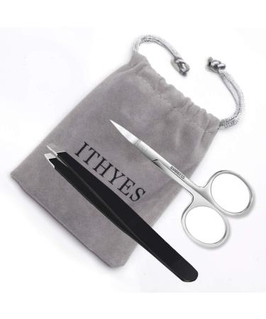 Ityes Eyebrow Tweezers Set - Stainless Steel Precision Tweezers & Scissors for Ingrown Hair and Eyebrow Shaping - International Shipping Available - Buy Online on GoSupps.com