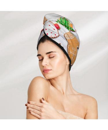Christmas Gingerbread Cookies Microfiber Hair Towel | Soft Super Absorbent Coral Velvet Wrap for All Hair Types - Buy Online on GoSupps.com