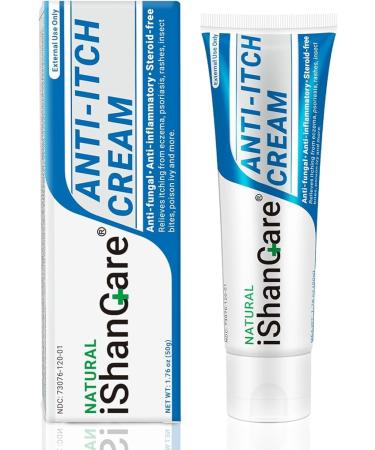 ishancare Anti Itch Soothing Cream Extra Strength Skin Itch Relief Ointment for Full Body Itching Caused by Seasonal Changes Dermatitis Eczema Rash Psoriasis Hives Bites Poison Ivy 1.76 oz 1.76 Ounce (Pack of 1)
