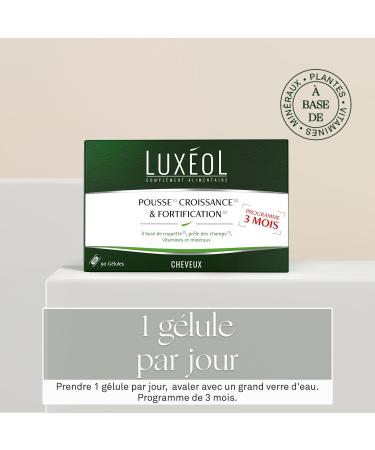 LUX OL - Growth & Fortification - Food Supplement - Rocket Field Horsetail Zinc Copper Selenium Vitamin B8 & B6 - Made in France - 3 Month Hair Program - 90 Capsules - Buy Online on GoSupps.com