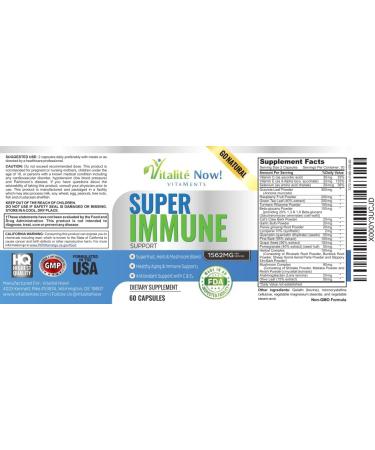 Super Wellness Immune Booster - Quercetin Immunity Support 25 Vitamins Herbs Superfoods Mushrooms - Vitamins C & E - Selenium - Turmeric - Immune Defense Supplement - 60 Capsules - Buy Online on GoSupps.com