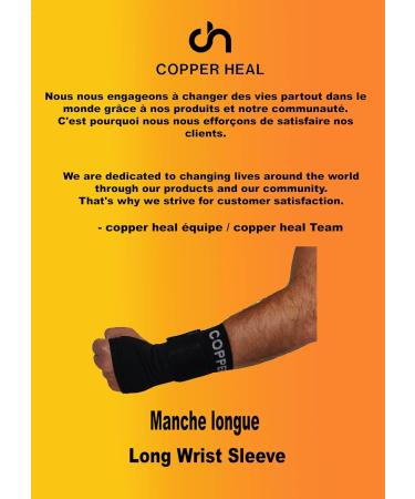 COPPER HEAL Long Wrist Brace - Adjustable Compression Sleeve for Carpal Tunnel Relief - Support for Right & Left Hands - Night Support & Recovery - Black - Buy Online on GoSupps.com