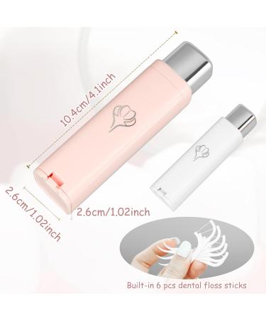 2-Pack Portable Dental Margin Floss Picks Set | Refillable Travel Dental Floss Holder with 12 Sticks - White & Pink - Buy Online on GoSupps.com