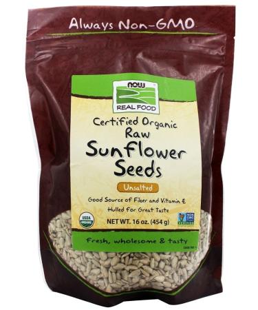 Now Foods Real Food Organic Raw Sunflower Seeds Unsalted 16 oz (454 g)
