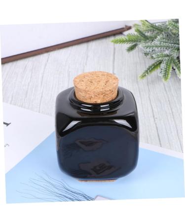 Beavorty porcelain material nail art dish manicure ceramic cork bottle manicue cups bottle Powder Bottle Jar bottle travel bottle Ceramic Bottle porcelain cup Wooden square 5.7*3.5cm Black - Buy Online on GoSupps.com