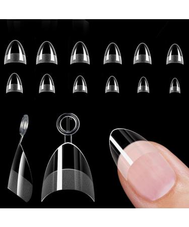 yufana yufana 600 Pieces Short Almond False Nails Artificial Short False Nails Soft Gel Tips 12 Sizes Acrylic Tips (Clear 27 x 1