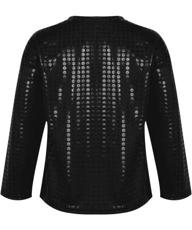 Jhaoyu Kids Shiny Sequins Long Sleeve Dance Top - Black, 9-10 Years - Buy Online on GoSupps.com