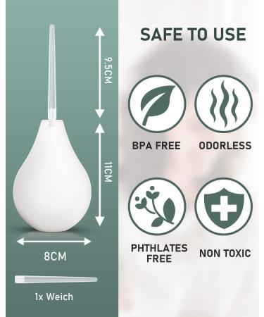 Transparent 224ML Enema Kit for Colon Cleansing - Reusable Home Enema Kit for Constipation Relief - Soft Nozzle Douche Kit for Men and Women - White - Buy Online on GoSupps.com