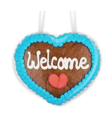 Welcome gingerbread heart - 8x8cm - Great gift for guests - Welcome guests with gingerbread hearts Welcome - Design 3