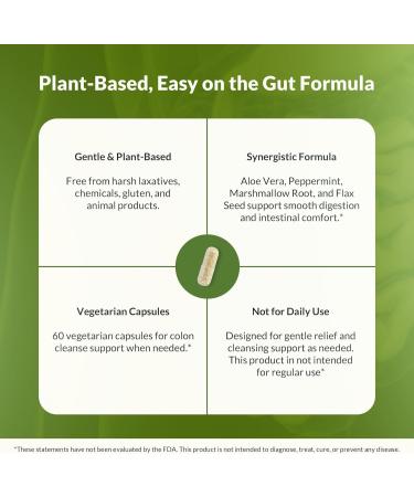 Natural Wellness Colon Cleanse Gentle Detox with Cascara Sagrada Aloe Vera & 7 Plant-Based Herbs Supports Digestion Regularity & Gut Health Gluten-Free Vegetarian Capsules 60 Count - Buy Online on GoSupps.com