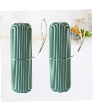 Beavorty Toothpaste Brush Container - 2 Piece Travel Tooth Cleaning Organizer in Green 5.5x5.5x19cm | International Shipping Available - Buy Online on GoSupps.com