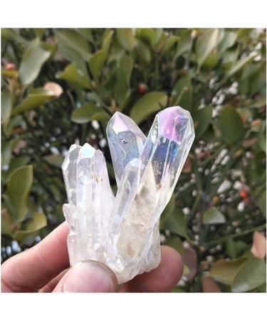 Crystal Natural White Angel Aura Crystal Cluster Electroplating Titanium Coating Quartz Cluster Stone Home Collections - Buy Online on GoSupps.com