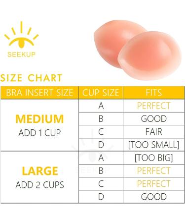 SEEKUP Women Silicone Bra Pads Inserts | Push-Up Cleavage Enhancer | Skin, Large - Buy Online on GoSupps.com