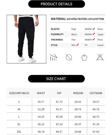 Renaowin Men's Lightweight Slim Fit Sweatpants with Drawstring Waist and Pockets - Black Smiley Pattern | Ideal for Workout, Running, Gym - Size Large - Buy Online on GoSupps.com