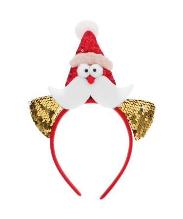WOFASHPURET Christmas Headband Sequin Santa Claus Headband Christmas Party Costume Headbands Novelty Ear Hair Hoop Holiday Party Favor