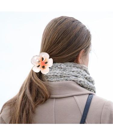 Floral Hair Clips Cute Acrylic Hawaiian Hair Clips | Women's Hair Barrettes Hair Styling Accessories Large Non-Slip Hair Clips for Beaches Orange1 - Buy Online on GoSupps.com