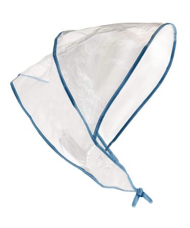 Juvale 12-Pack Clear Waterproof Rain Bonnet Hat with Visor, Transparent with Blue Trim