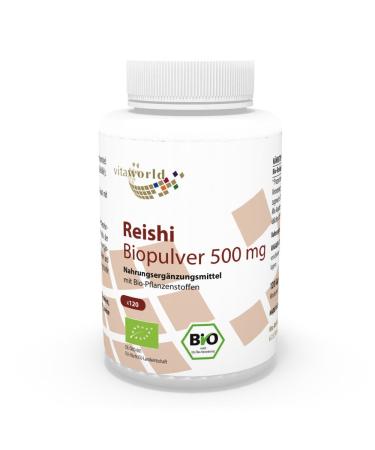 Vita World Reishi Powder Organic Quality 500mg 120 Capsules Ganoderma Lucidum Made in Germany