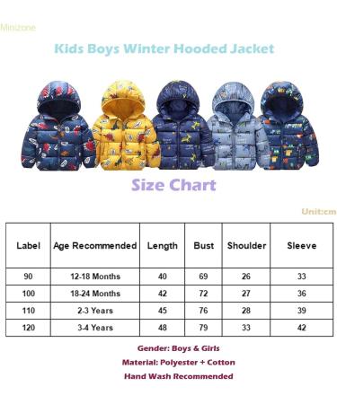 Baby Toddler Hooded Puffer Coat | Lightweight Windproof Jacket with Zippers and Pockets | Waterproof Winter Outfit (18-24 Months) - Buy Online on GoSupps.com
