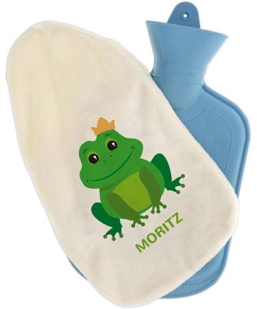 Personalized Hot Water Bottle with Cozy Cover - Ideal Gift for Kids & Adults (800ml | Frog Design) - Buy Online on GoSupps.com