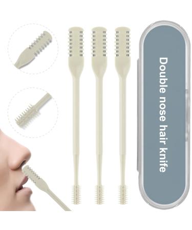 Double Sided Nose Hair Knife 2-in-1 Nasal Hair Cutter Nostril Hair Remover Tool Portable Manual 360 Rotating Nose Hair Trimmer with Ear Picker for Women Men