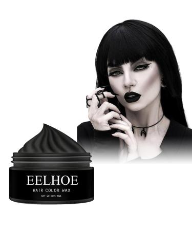 Colored Temporary Hair Color Wax 6 Colors Natural Hair Dye Cream - Black Washable Non-Toxic Instant Hair Coloring Wax for Men & Women Party Cosplay Halloween 06# black