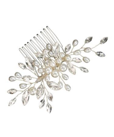 DOITOOL Bridal Headwear Bridal Side Comb Side Hair Comb Hair Pin Hair Comb for Bridal Bun Hair Comb Bridal Hair Comb Decorative Hair Comb Hair Clip Bride Pearl White Wedding Wig