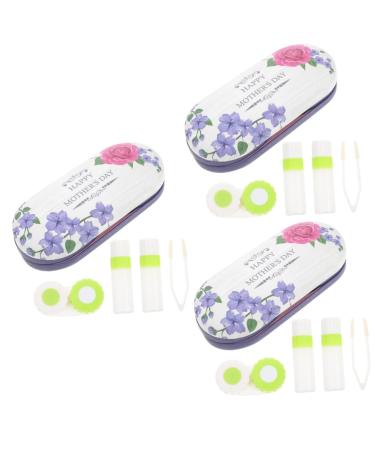 Solustrie tweezers 3 sets Double -layer glasses case solution for the outdoor area of glasses case for outdoor area - case - case - case lila portable storage box leather PU for trips