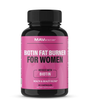 Biotin Fat Burners for Women | 5000mcg Biotin | Weight Loss & Appetite Suppressant Diet Pills with Apple Cider Vinegar Green Tea Extract | Gluten Free Non-GMO Vegetarian Friendly | 60 Count