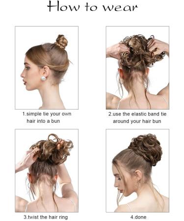 SARLA Messy Bun Hair Scrunchie for Women - Curly Wavy Updo Ponytail Extension in Black with Grey to Platinum Blonde Highlights - Buy Online on GoSupps.com