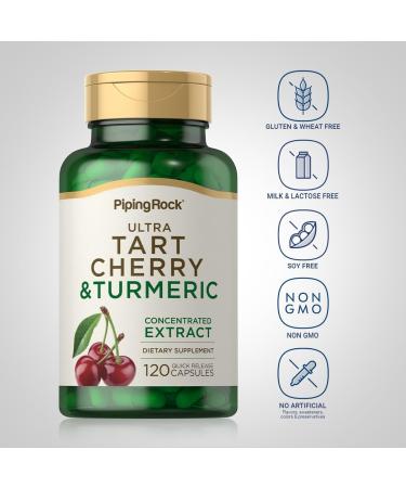 Piping Rock Turmeric and Tart Cherry Capsules | 120 Count | with Black Pepper Extract | Vegetarian Non-GMO Gluten Free Supplement - Buy Online on GoSupps.com
