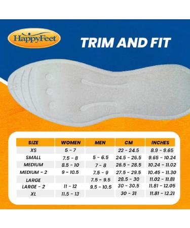 Happy Feet Plantar Fasciitis Flat Feet Orthotic High Arch Support Gel Insoles - XS (Women 5-7) - Buy Online on GoSupps.com