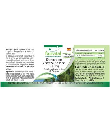 Fairvital | Pine bark extract 100mg VEGAN - Highly dosed - 60 capsules - 95% proanthocyanidins - Buy Online on GoSupps.com