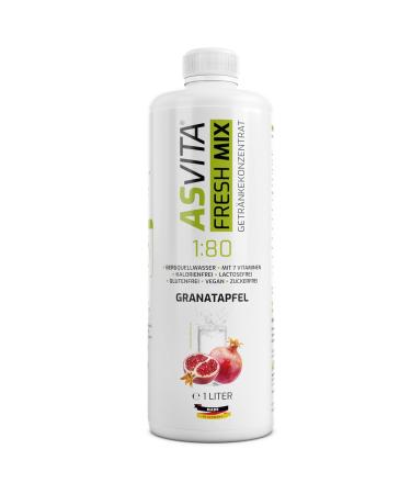 Asvita Beverage Concentrate Fresh Mix 1:80 - Sugar-Free Drink Syrup - 26 Delicious Flavors (Pomegranate) - 1L Bottle with Dosing Pump - International Shipping - Buy Online on GoSupps.com