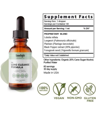 Natural Lung Cleanse Formula - Total Detox with Lobelia, Lungwort & Plantain - 60 Servings - Buy Online on GoSupps.com