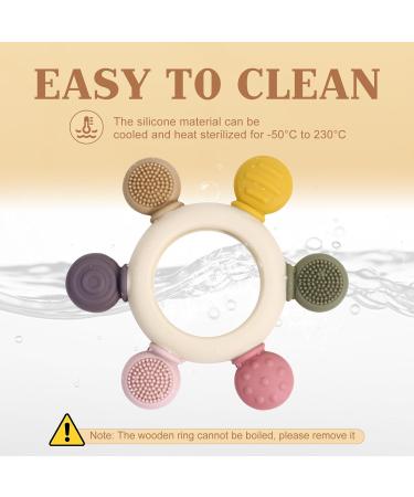 Soodyoow Bei ring Baby | Silicone & Wooden Biting Toy for Teething | Safe for Babies 3 Months+ - Buy Online on GoSupps.com
