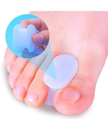 PrettSole 2 Pairs Toe Separators(1/2' Thick) Silicone Toe Spacer Bunion Relief Pads to Temporarily Correct Big Toe & Relieve Bunion Pain Overlapping Toe(Big & 2nd Toes)