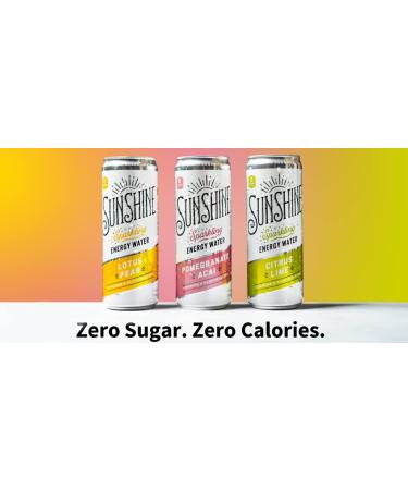 Sunshine Beverages Citrus Lime Sparkling Energy Drink with Vitamin B12 - Sugar Free & Zero Calorie Electrolyte Beverage with 60mg Caffeine - Healthy & Clean Energy - Buy Online on GoSupps.com