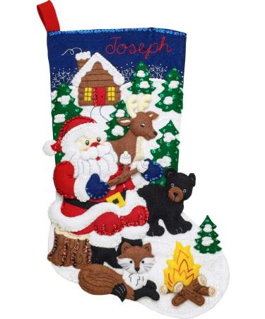 Bucilla Felt Stocking Kit: 18 Santa Black Bear Cabin - Applique Craft Set - Buy Online on GoSupps.com