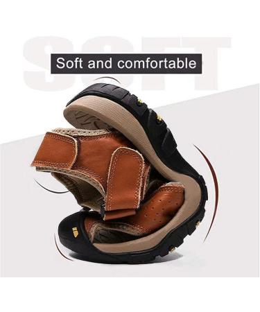 VISIONREAST Men's Leather Hiking Sandals | Waterproof Athletic Sports Shoes | Closed Toe Water Sandals - Size 12 | Brown - Buy Online on GoSupps.com
